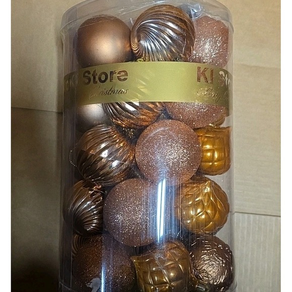 Autumn Bronze Christmas Balls 34pc 2.36-Inch Christmas Tree Decoration Ornaments - Picture 3 of 4